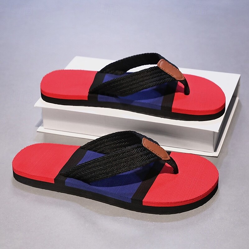 Men's Bright Red Flip-Flops with Mesh Straps - Lightweight Comfort for Daily Wear4