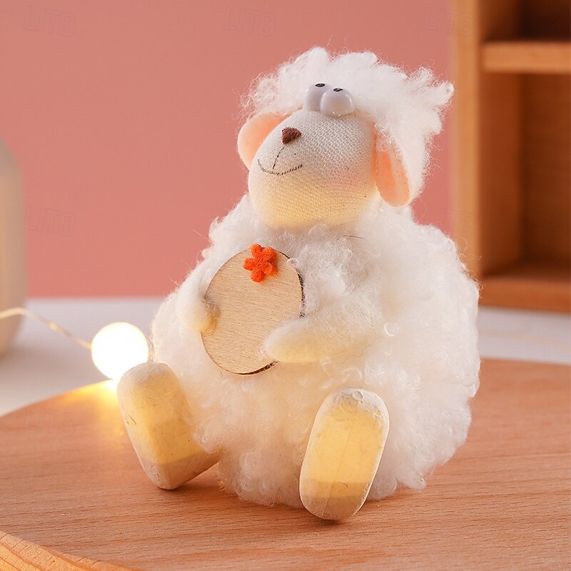 Cute Wooden Sheep Decor – Islamic Festival Table Ornament with Writable Sign for Ramadan & Eid, Adorable Gift for Celebrations & Party Decorations4