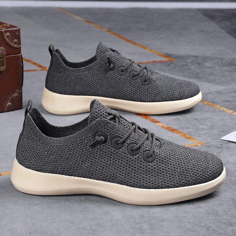 Men's Lightweight Breathable Knit Sneakers - Casual Lace-Up Walking Shoes for Daily Wear & Travel4