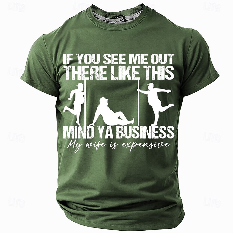 Men's Funny Slang Husband T Shirt Short Sleeve T shirt 3D Print Crew Neck Shirt Fashion Daily Street Daily Black Red Blue Summer Spring Clothing Apparel S M L XL XXL XXXL3