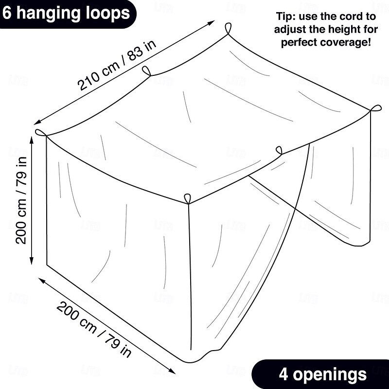 Mosquito Net for Bed Bed Canopy Single to King Size Bed 4 Side Openings & 6 Hanging Loops Decorative Rectangular Shape3