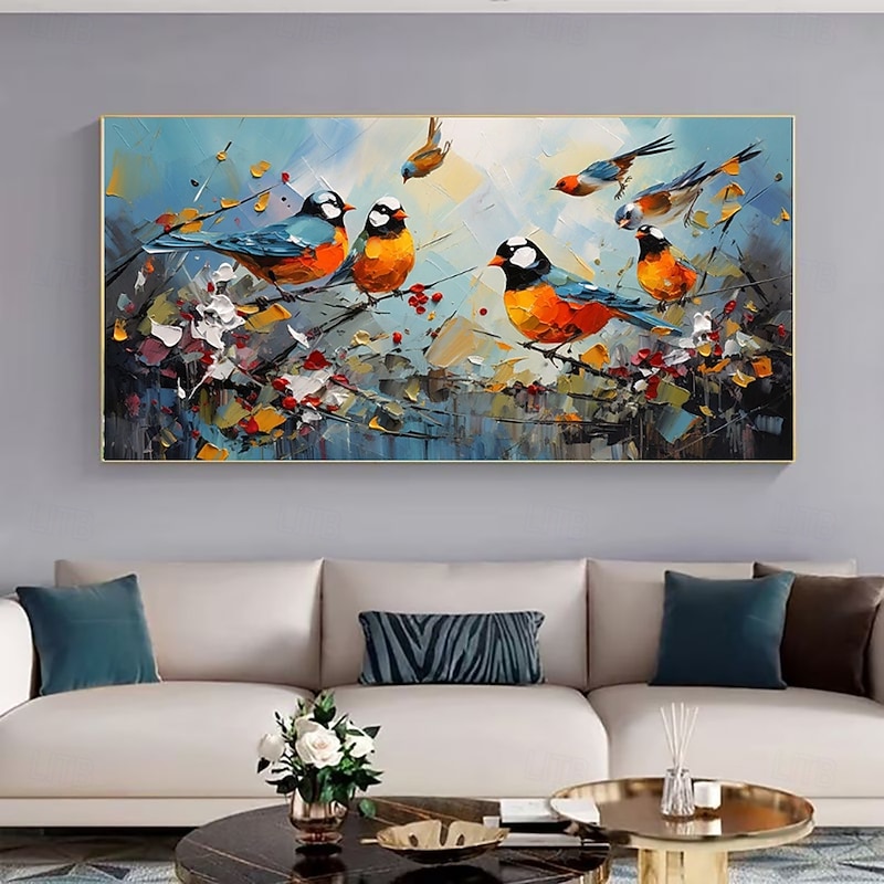 Handmade Oil Painting Canvas Wall Art Decoration Modern Abstract Magpie Animal Scenery for Home Room Decor Rolled Frameless Unstretched Painting3