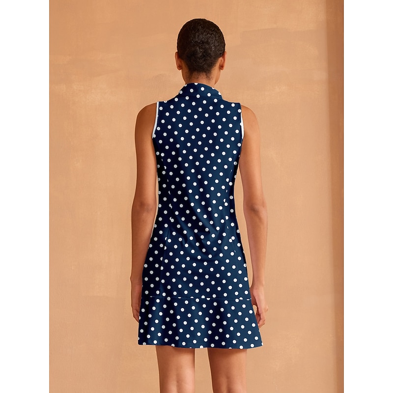 Women's Golf Dress Dark Blue Sleeveless Dress Ladies Golf Attire Clothes Outfits Wear Apparel2
