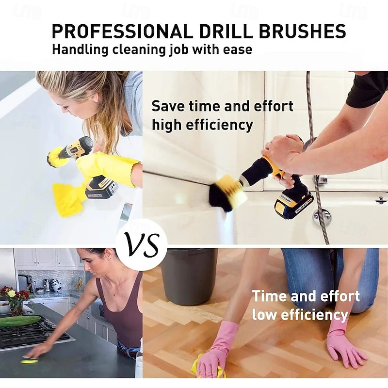 3PCs set Electric scrubber brush drill brush kit 2/3.5/4 ''plastic round cleaning brush for carpet glass car tires nylon brushes3