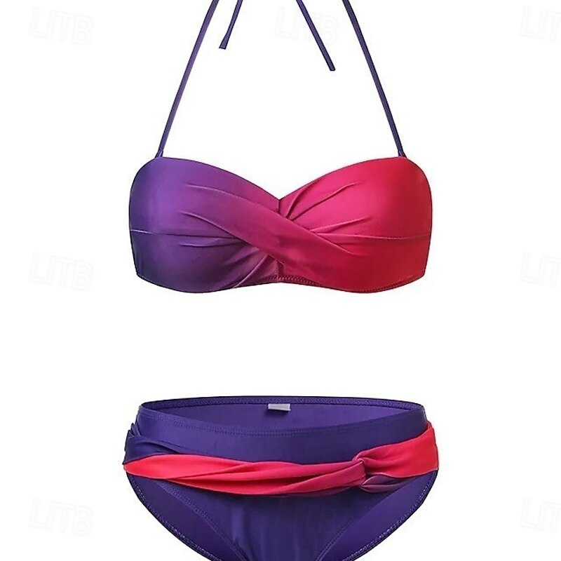 Women's Swimwear Bikini Monokini Cheeky Swimsuit Stylish Beach Wear Ombre Sleeveless Bathing Suits4