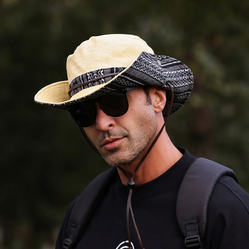 Men's Bucket Hat Sun Hat Fishing Hat Boonie hat Black Red Polyester Embroidered Fashion Casual Daily Boho Paisley Damask Plaid / Striped / Chevron / Round Sunscreen Breathable2