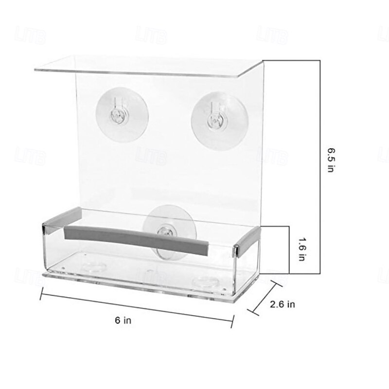 Window Bird Feeder with Strong Suction Cups - Clear Acrylic Bird Feeder for Outdoor Viewing, Large Capacity, Easy to Clean, Gift for Bird Lovers and Cat Owners3