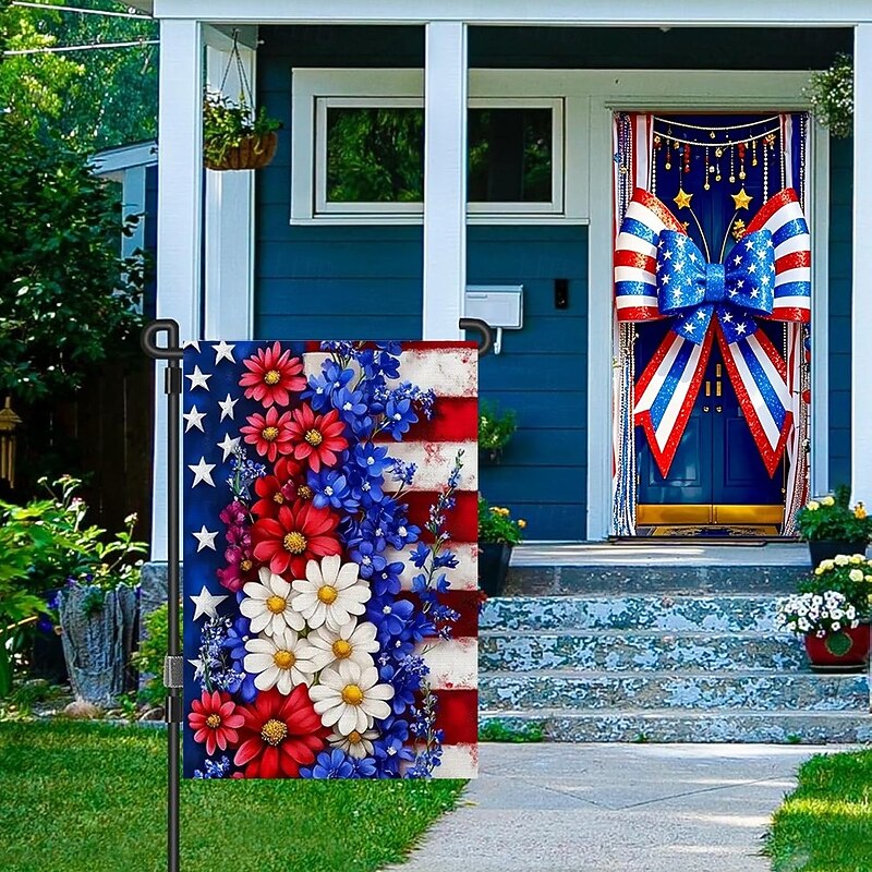 4th of July Door Decorations Door Covers and Patriotic Garden Flag American Indoor/Outdoor Patio Garden Independence Day3
