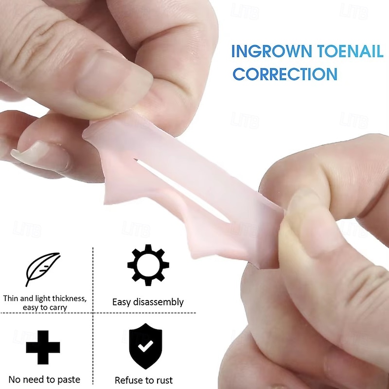2PCS Silicone Ingrown Toenail Corrector – Invisible Toe Nail Straightening Brace, Pedicure Foot Care Tool for Paronychia Treatment & Nail Healing Protection4