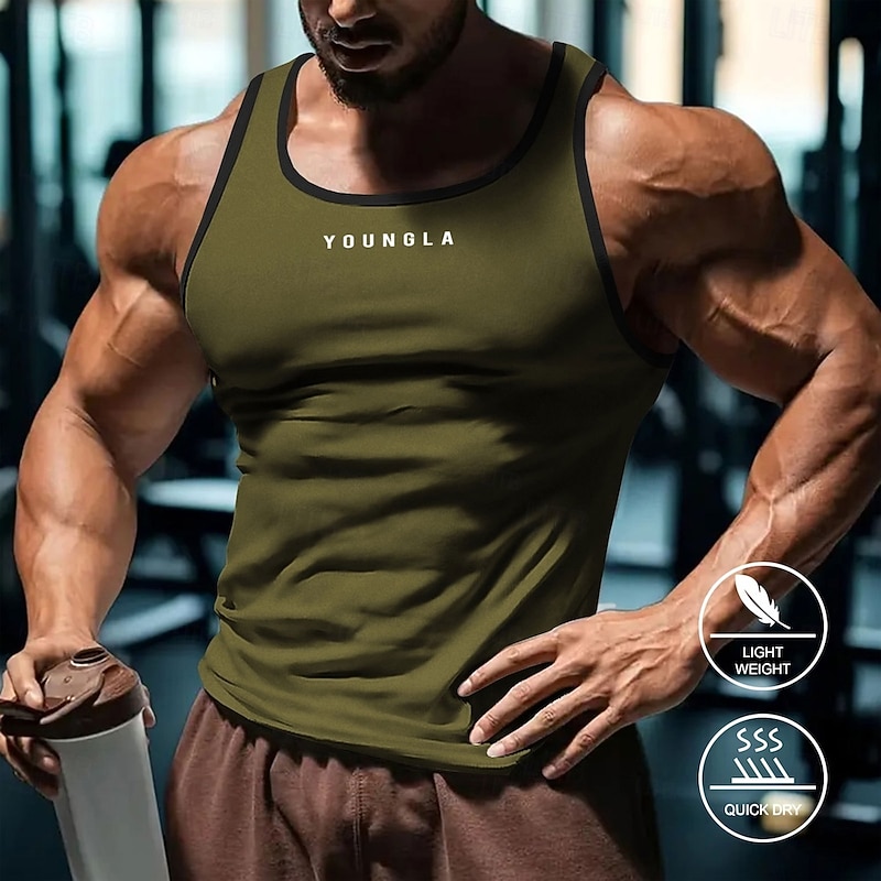 Men's Tank Top Vest Top Undershirt Sleeveless Shirt Sleeveless U Neck Summer Quotes & Sayings Fashion Designer Vacation Street Going out Black White Red Top Tee for Men