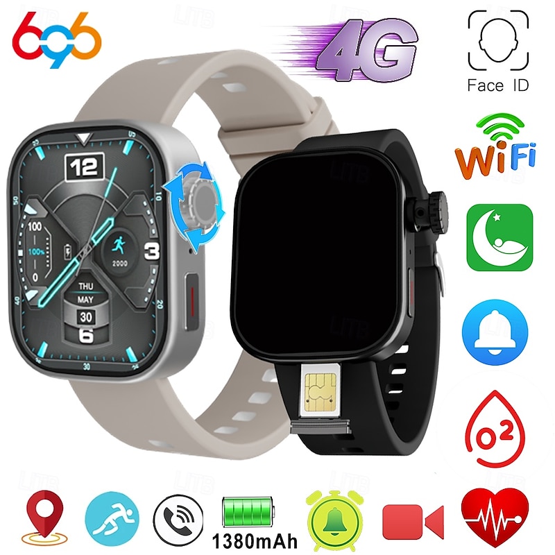 696 MS10 4G LTE Smartwatch Phone GPS Sleep Tracker Bluetooth Android iOS 46mm 2.06