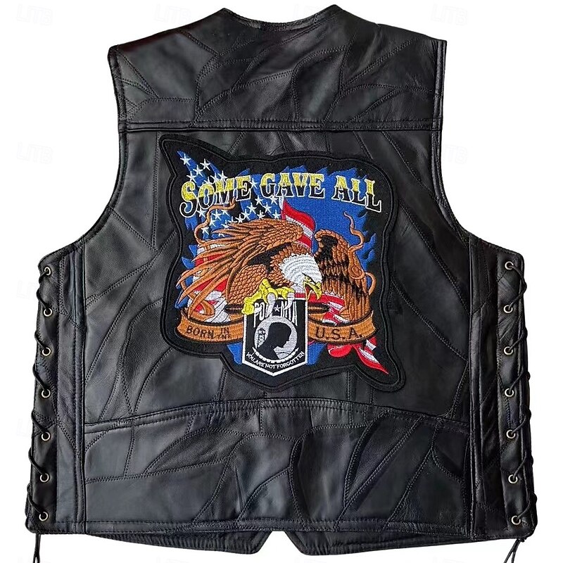Retro Vintage 1980s Motorcycle Vest Leather Vest Bikers Rocker Matte Finish Eagle Fancy Dress Women's Masquerade Party Pride Parade Pride Month Adults' Vest Spring & Summer2