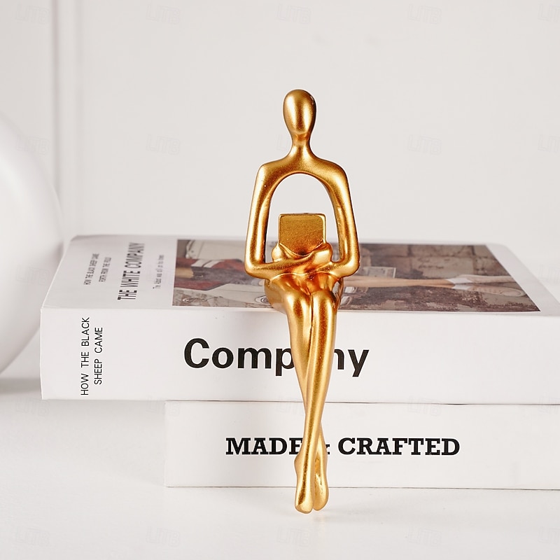 Gold Creative Abstract Figurine, 3*6 Inch Resin Modern Art Sculpture, Home Decor for Dining Room, Parties, and Tabletop Decoration3