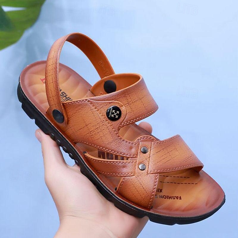 Men's Retro Striped Dual-Purpose Sandals with Adjustable Straps, Versatile and Stylish for Outdoor or Casual Wear3