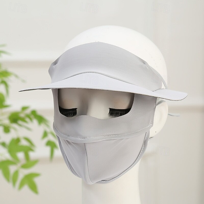 Summer Full Face Sun Protection Mask, Breathable UV Protection Face Cover with Black Coated Brim for Outdoor Wear