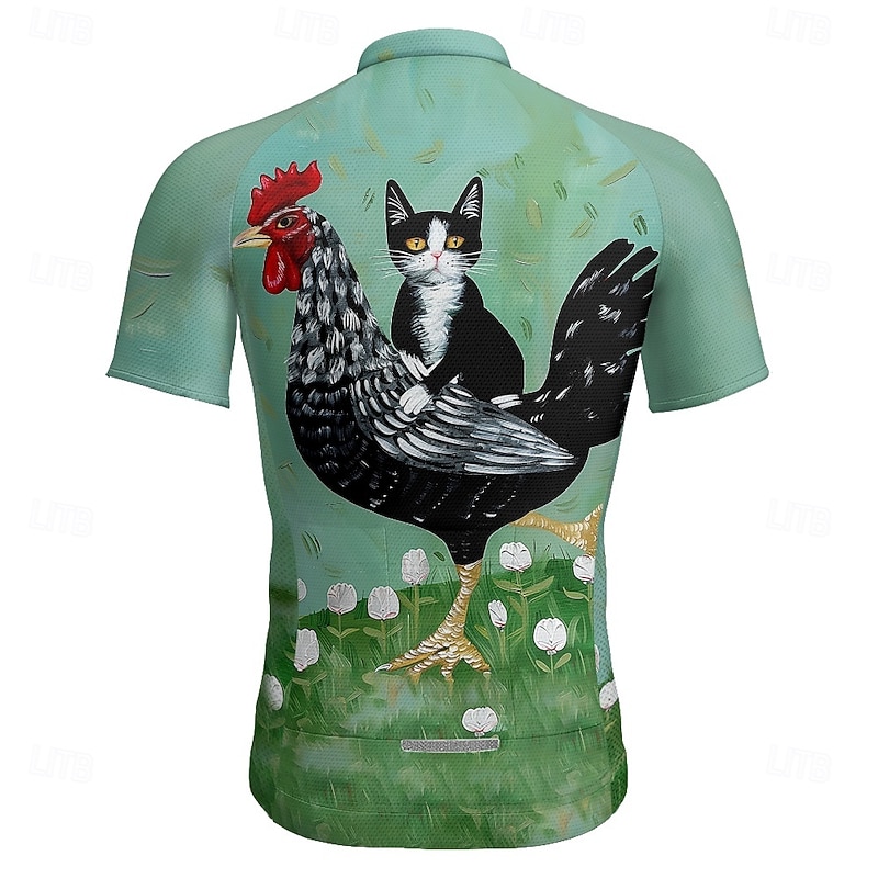 Men's Cycling Jersey Animal Short Sleeve Bike Tee Tshirt Jersey with 3 Rear Pockets Mountain Bike MTB Quick Dry Anatomic Design Wicking Breathable Sports Green Clothing Apparel3