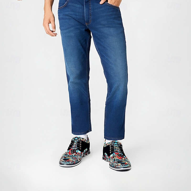 Men's Black and Turquoise Jacquard Brocade Dress Shoes, Eye-Catching Design, Ideal for Party Wear and Festive Occasions2