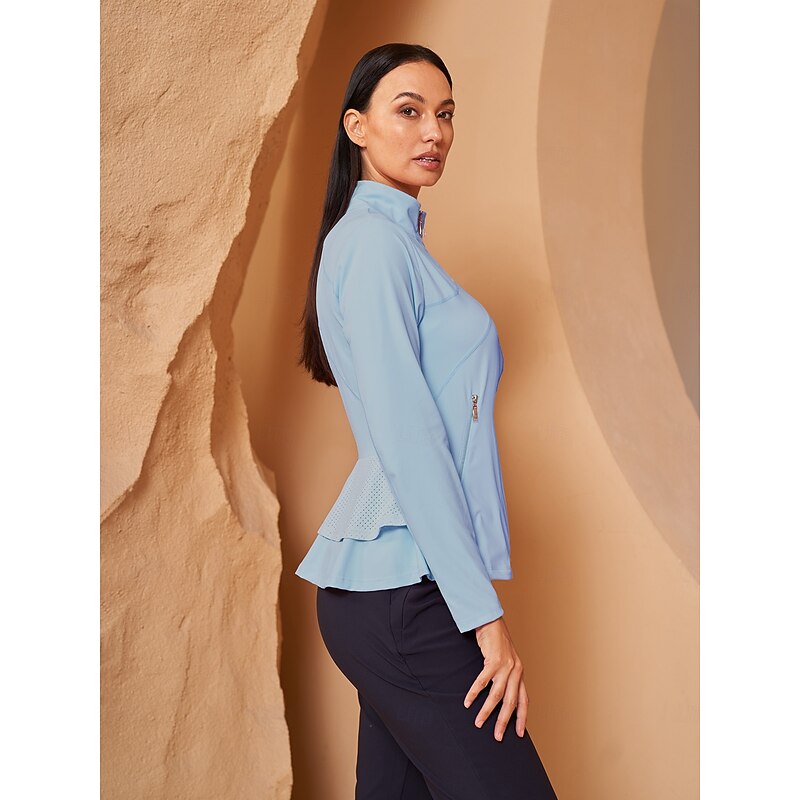 Women's Golf Jacket Mint Green Light Blue Long Sleeve Top Ladies Golf Attire Clothes Outfits Wear Apparel3