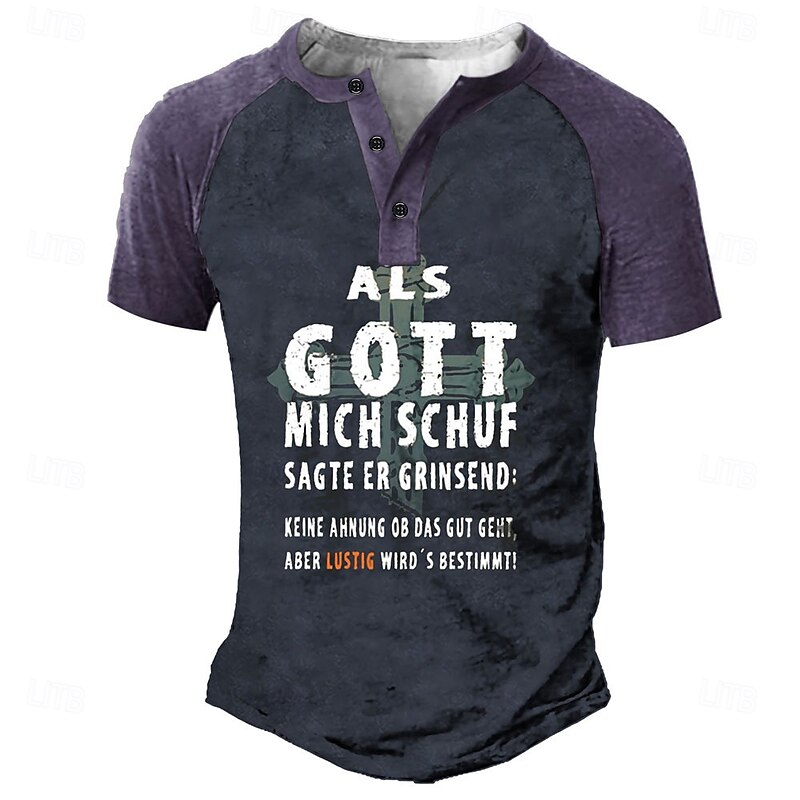 Men's Funny Graphic T-Shirt Short Sleeve - Humorous German Quote Tee: 'When God Created Me, He Said It'd Be Funny!'3