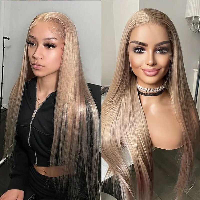 Remy Human Hair 5x5 Closure 13x4 Lace Front Wig Free Part Brazilian Hair Straight Blonde Wig 130% 150% Density with Baby Hair Natural Hairline Glueless For Women Long Human Hair Lace Wig