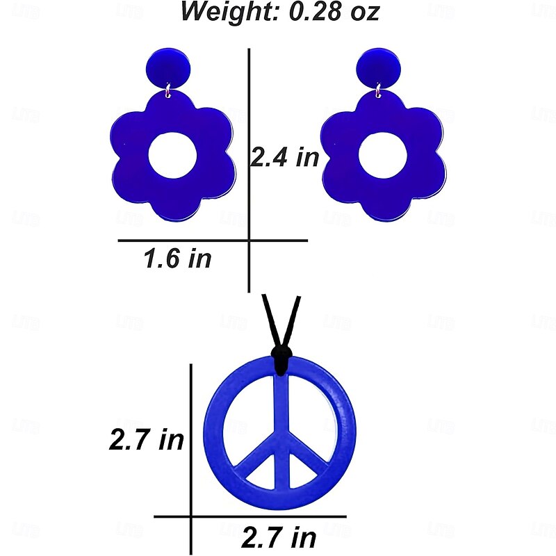 Retro Vintage 1960s 1970s Cosplay Costume Outfits Accessories Set Hippie Fancy Dress Women's Carnival Masquerade Performance Party Pride Parade Adults' 1 Necklace Top Earrings4