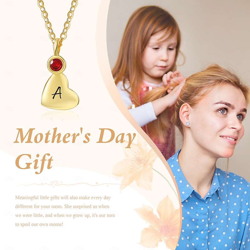 Personalized Birthstone & Initial Necklace Custom Best Gift for Mom – Pendant for Women, Ideal for Mother, Grandmother, Wife, or Girlfriend for Mother's Day, Valentine's Day, or Birthday4