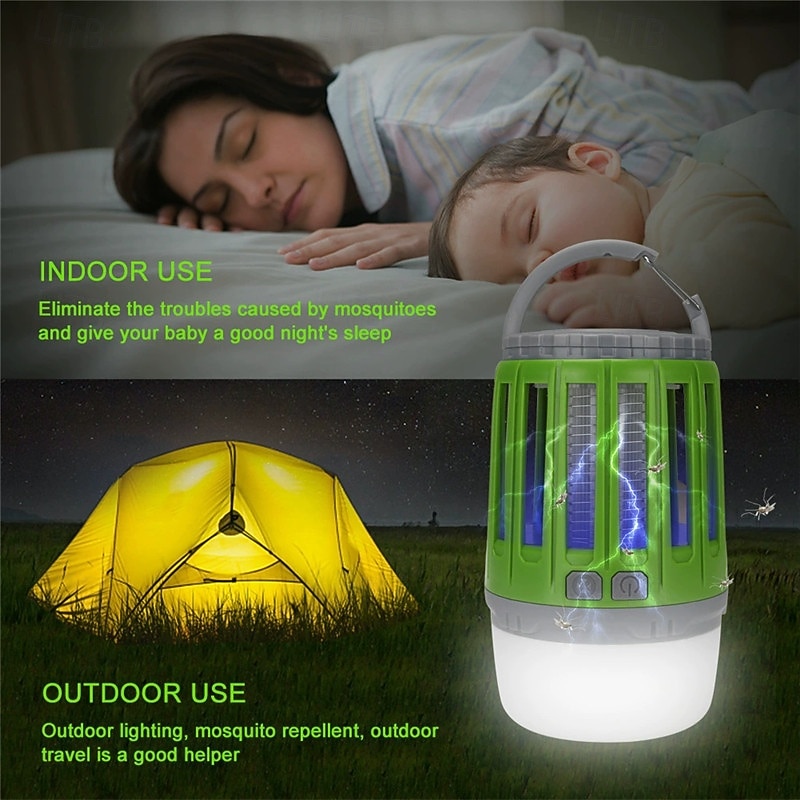 Multifunctional Mosquito Killer Lamp – USB Rechargeable LED Electric Shock Insect Trap and Camping Light for Home or Tents2
