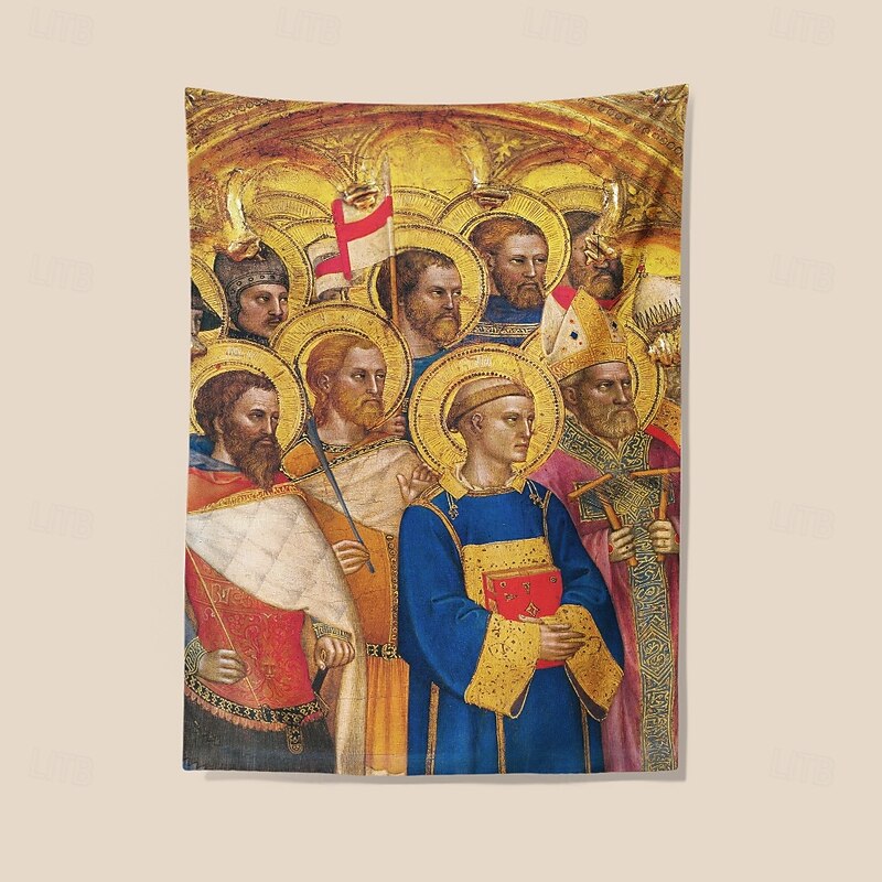 Medieval Tapestry Middle Age Tapestry Gothic Art Wall Art Large Tapestry Mural Decor Photograph Backdrop Blanket Curtain Home Bedroom Living Room Decoration Polittico di Ognissanti2