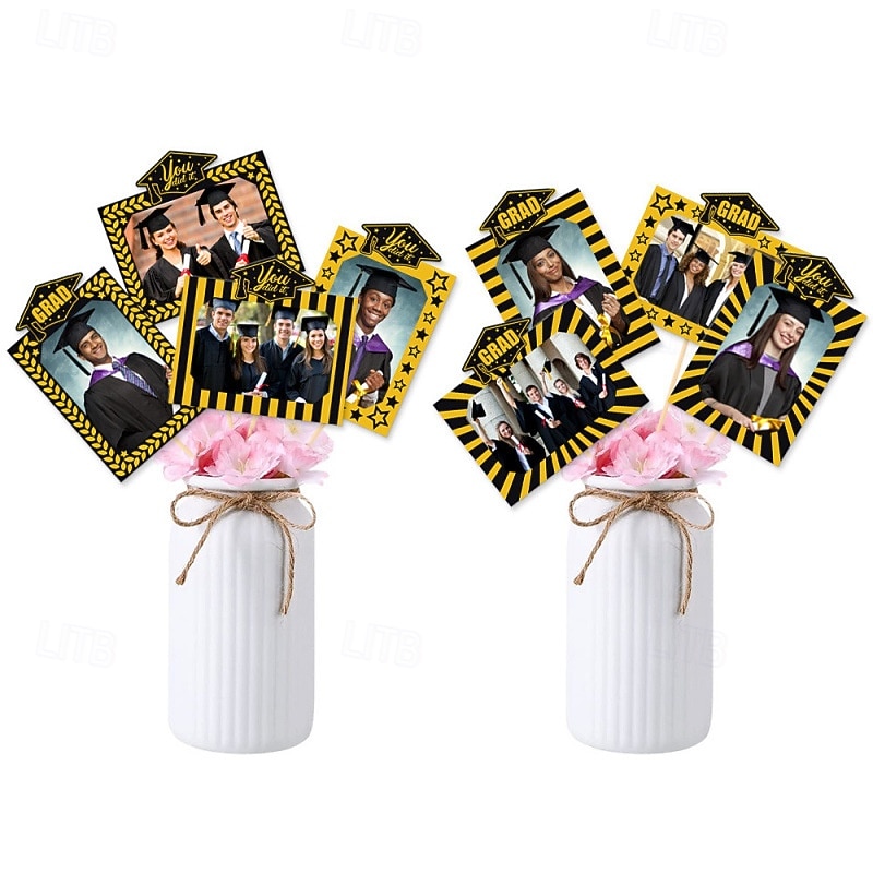 18pcs Graduation Season Vase Insert, New Graduation Party Decor, Grad Photo Vase Picks, Graduation Party Decoration for Table Centerpieces3