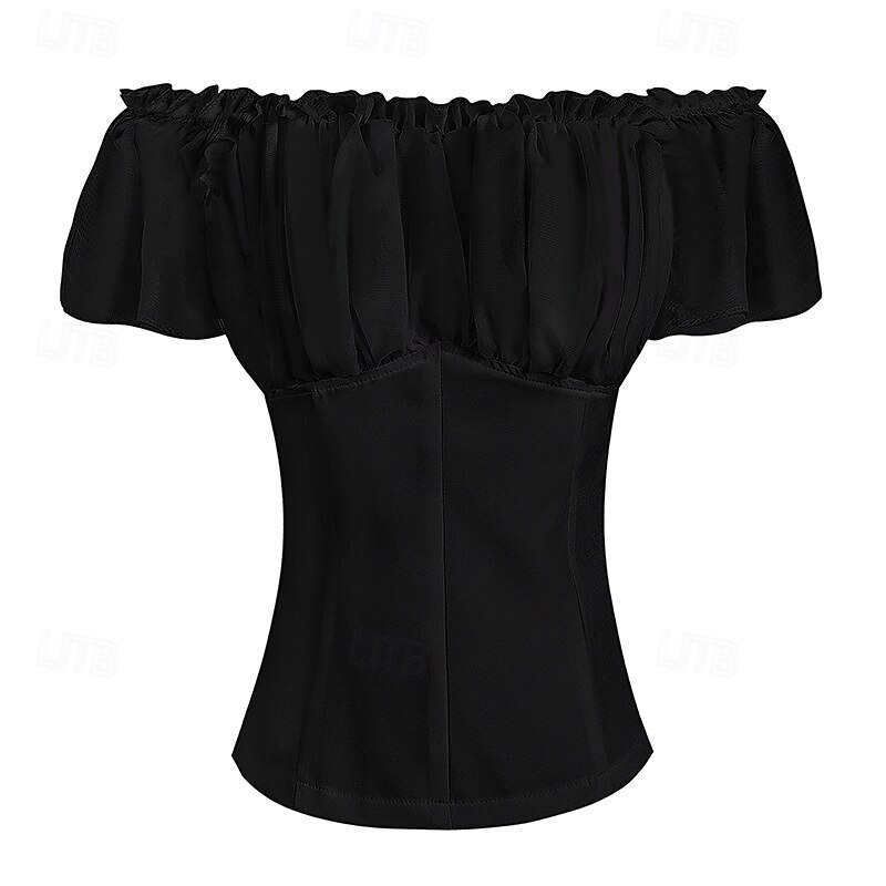 Retro Vintage Rococo Renaissance Blouse / Shirt Lace Bow Solid Color Fancy Dress Women's Pirate Royal Masquerade Casual Daily Adults' Blouse4