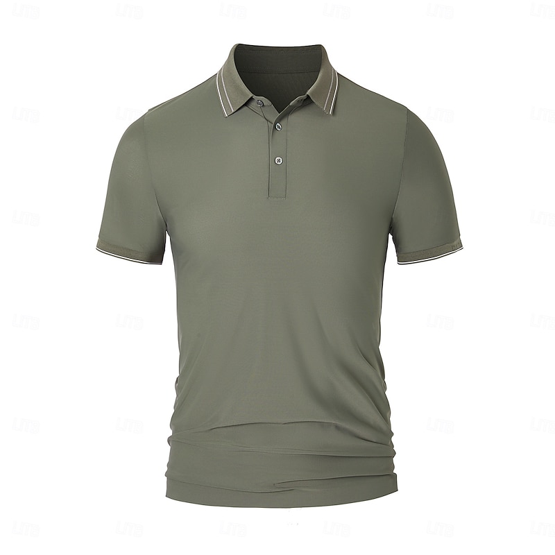 Men's Polo Knit Polo Sweater Business Casual Lapel Short Sleeve Formal Color Block Buttons Summer Black Brown Army Green Polo
