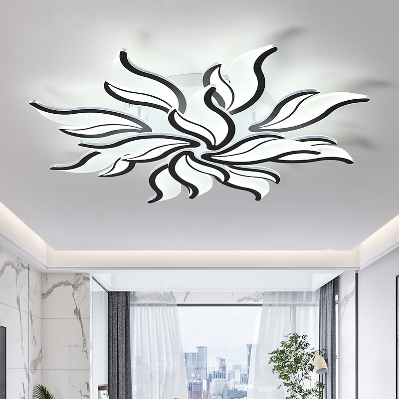 3-Light 5-Light 60/68/78/90/100 cm Dimmable Cluster Design Ceiling Lights Metal Acrylic Layered Artistic Style Modern Style Painted Finishes Black LED Modern 110-120V 220-240V2