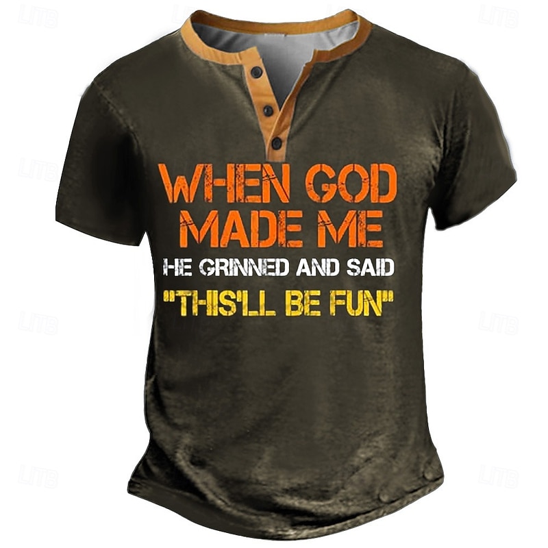 Men's Easter Funny T Shirt Henley Shirt Short Sleeve Designer Retro Vintage Street Casual Daily Summer Spring Army Green Dark Brown Black Navy Blue Henley Henley T-Shirt4