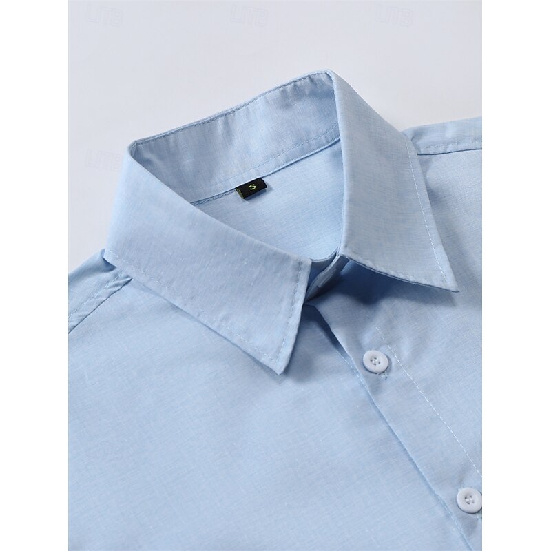 Men's Shirt Summer Shirt Casual Shirt Button Up Shirt Pink Blue Green khaki Gray Short Sleeve Plain Daily Going out Clothing Apparel Fashion Casual Comfortable3