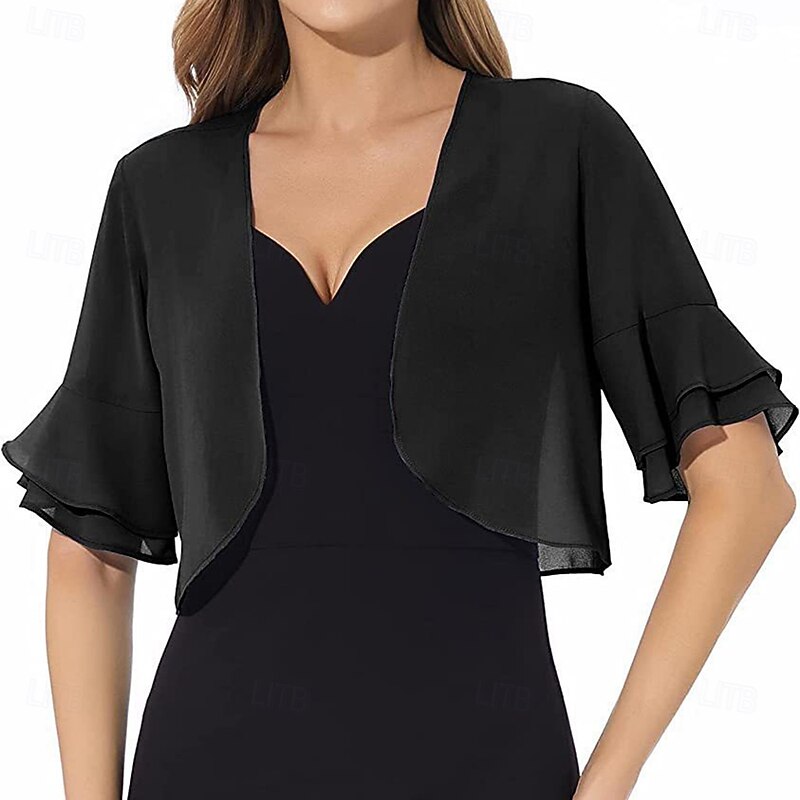 Women's Wrap Elegant Sleeveless Chiffon Wedding Wraps With Pure Color For Party Spring & Summer