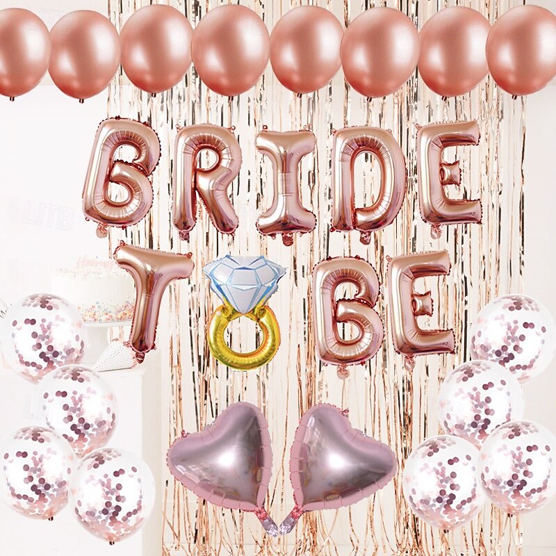 Bachelorette Party Celebration Balloon Decorations Bride and Bridesmaid, Bride to Be, Rose Gold. Silver Balloons