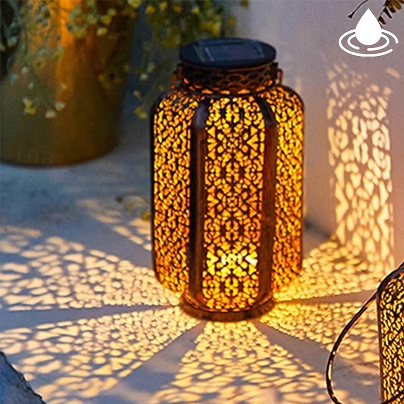 LED Solar Hanging Lights - Pathway Garden Outdoor Retro Wrought Iron Lantern, Waterproof for Balcony, Terrace, Lawn, Indoor/Outdoor Decoration 1pc