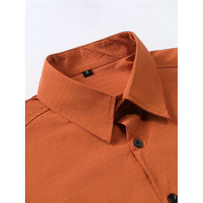 Men's Shirt Summer Shirt Casual Shirt Button Up Shirt Orange Green Beige Short Sleeve Plain Lapel Vacation Daily Clothing Apparel Fashion Casual Comfortable3