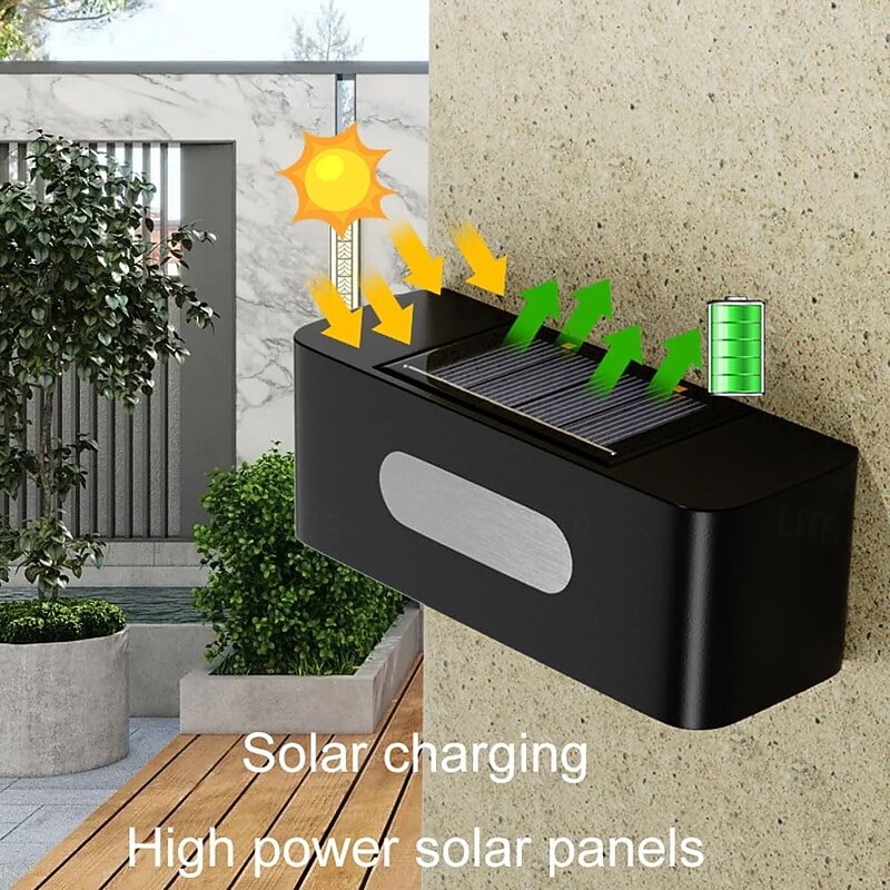 LED Solar Outdoor Wall Lights Step Lights Waterproof Up and Down Security Wall Lamps Energy Saving Step Lights LED Lighting for Garden Step Stair Yard Pathway Backyard Decoration Solar Fence Lights (Warm/White)3