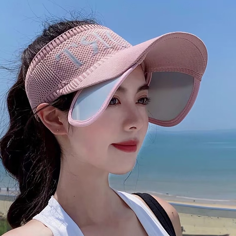 Summer Womens Sun Visor Hat, Breathable Fly-Knit Stretchable Wide Brim Sun Hat, UV Protection for Travel & Outdoor