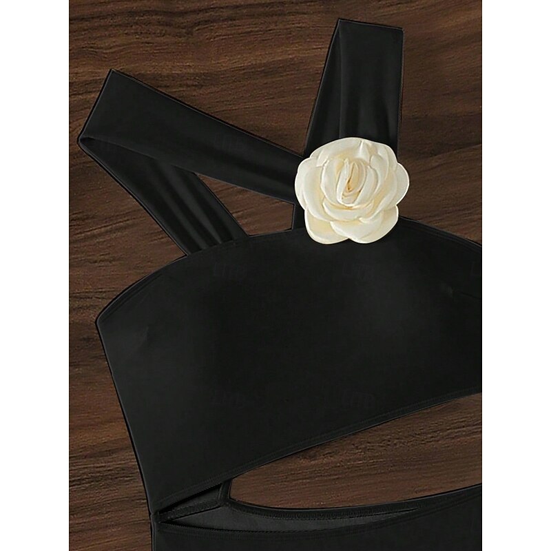 Women's Swimsuits One Piece Monokini Swimsuit Backless Tummy Control High Waist Slim Vacation Beach Wear Solid Color Asymmetric Neck Sleeveless Bathing Suits2