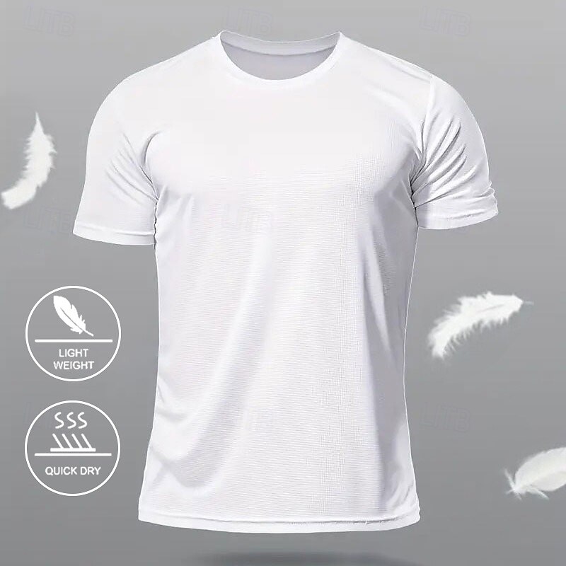 Men's Tee Short Sleeve Shirt Tee Top Short Sleeve Crewneck Spring &  Fall Solid / Plain Color Fashion Designer Quick Dry Vacation Street Going out Black White Red Top Tee for Men