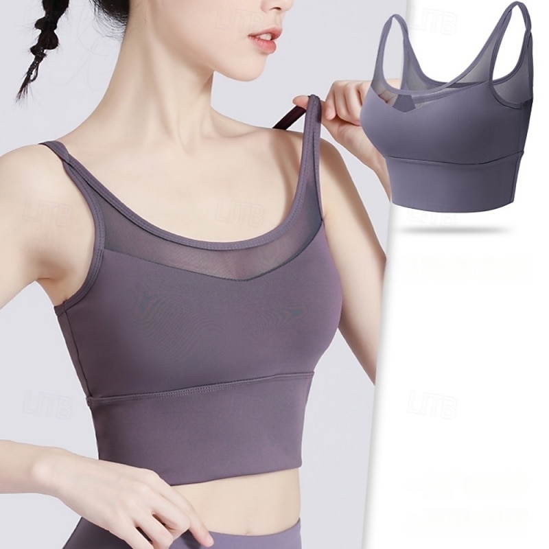 Women's Light Support Sports Bra Running Bra Open Back Removable Pad Bra Top Padded Fitness Leisure Sports Running Breathable Lightweight Soft Spandex Black Pink Royal Blue Solid Colored