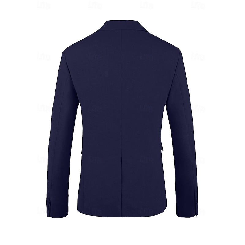 Men's Wedding Beach Wedding Linen Suits Navy Blue Lightweight Casual Solid Colored Standard Fit 2 Piece Single Breasted Two-buttons3