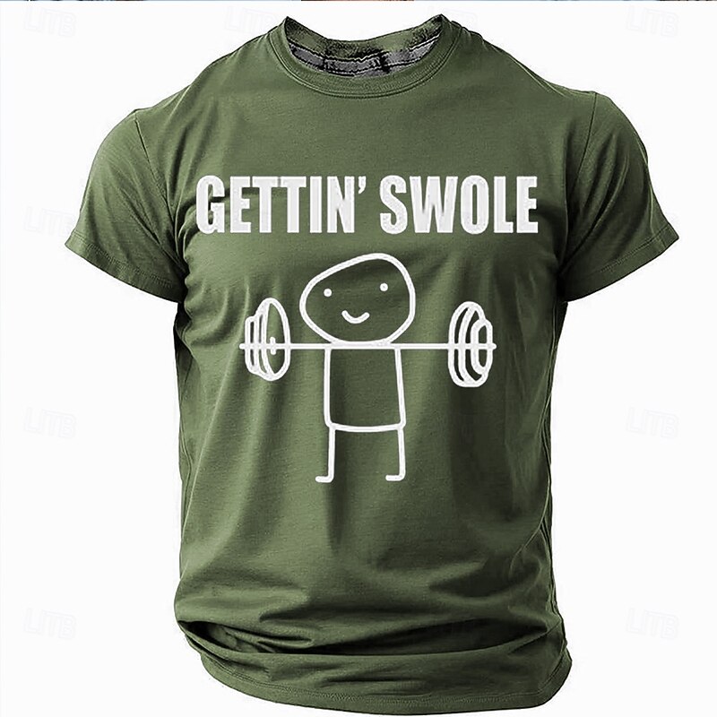 Mens Gettin' Swole Gym Workout Fitness Graphic T-Shirt