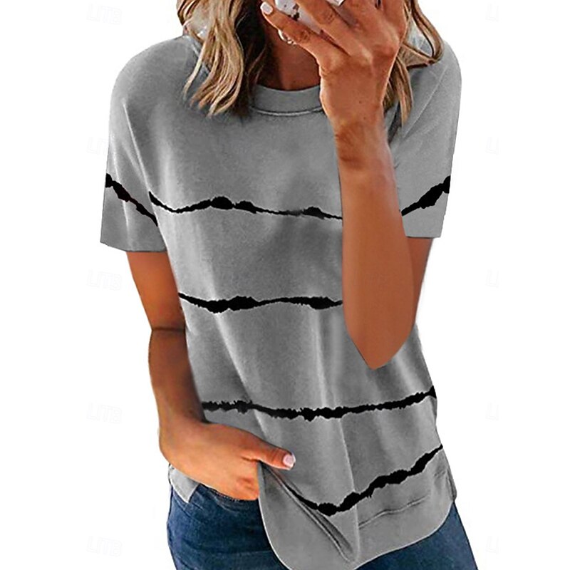 Women's Blouse Graphic Stylish Casual Short Sleeve Crew Neck Regular Tops Daily Pocket Buttons Black White Pink Gray Summer Spring4
