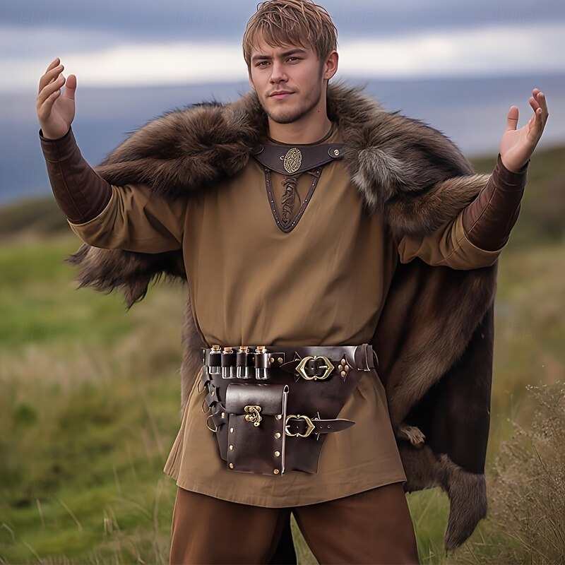 Medieval Renaissance Waist Belt Fancy Dress Men's Women's Unisex Halloween Masquerade Performance LARP Adults' Bag Magic Bottle4