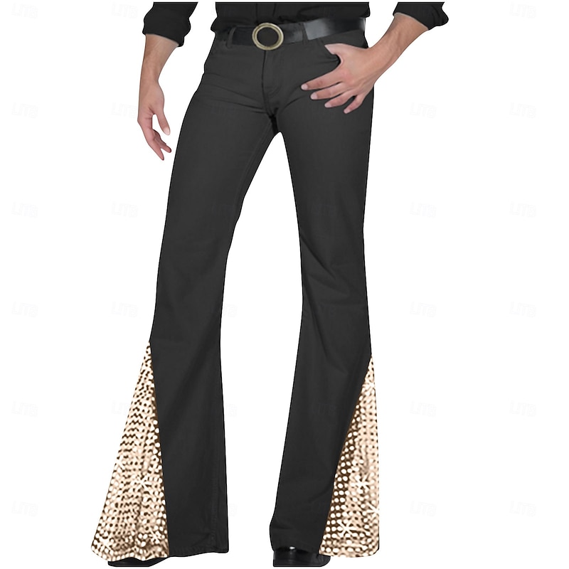 Men's Dress Pants Flared Pants Bell Bottom Trousers Suit Pants Sequins Patchwork Pocket Plain Comfort Soft Full Length Business Daily Wedding Party Fashion Retro Vintage White Pink