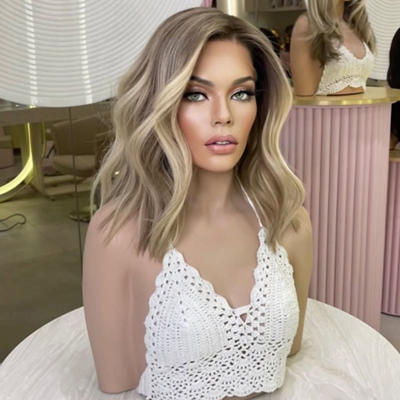 Brazilian Hair Short Bob 5x5 Closure Glueless Wigs Ash Blonde 13x4 Lace Front Wig Wavy Highlight Colored Human Hair Wig 100% Virgin Glueless For Women2