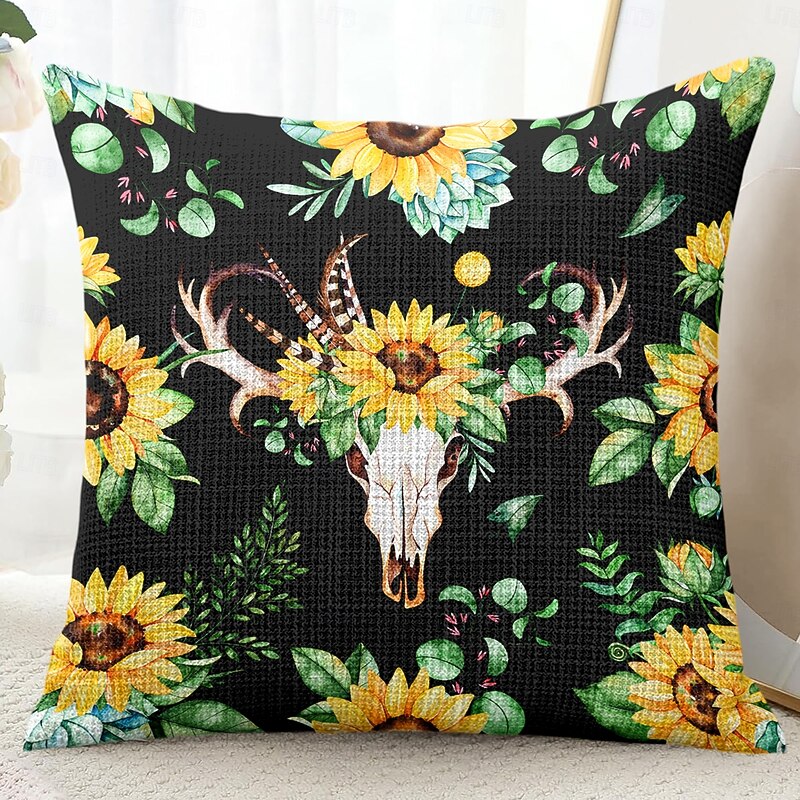 Mandala Bohemian Sunflower Decorative Toss Pillows Cover 1PC Soft Square Couch Cushion Case Pillowcase for Bedroom Livingroom Sofa Chair3